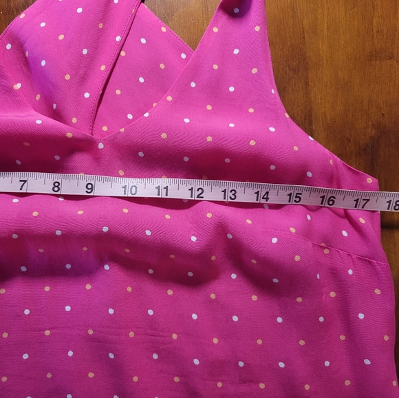 LOFT Ann Taylor Pink Dotted Criss Cross Back Swing Dress Size XS NWOT Slip Mini - Picture 9 of 10